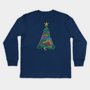 Psychedelic Christmas Tree Kids Long Sleeve T-Shirt